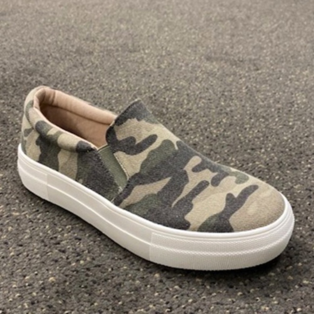 Olive green Camouflage SlipOn Platform Sneakers camo - Picture 4 of 6